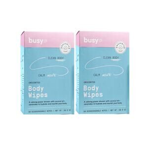 2 Pack Busy Co Unscented Calm Body Wipes 10 Biodegradable wipes ea